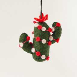 Christmas Cactus Ornament, Hand Felted Desert Plant, Handmade Southwestern Charm - thumbnail 1