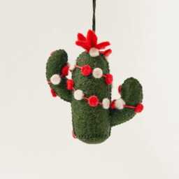 Christmas Cactus Ornament, Hand Felted Desert Plant, Handmade Southwestern Charm - thumbnail 3