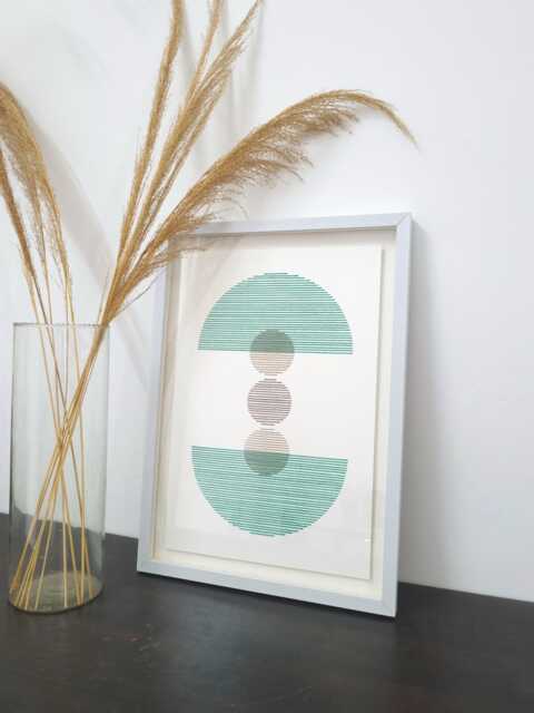 Minimalist Geometric Fiber Art, Embroidered Paper Wall Decor - image 1