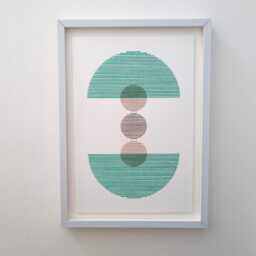 Minimalist Geometric Fiber Art, Embroidered Paper Wall Decor - thumbnail 3