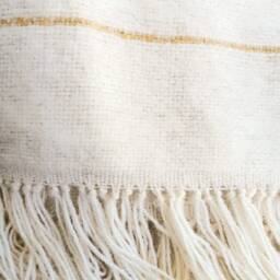 Moroccan Wool Throw Blanket With Braided Fringes - Hand Woven Organic Made By Berber Weavers Handmade Sofa Couch - thumbnail 4