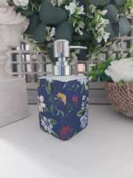 Beautiful Blue Floral Decoupaged Ceramic Soap Dispenser.brush Holder. Available in Two Shapes