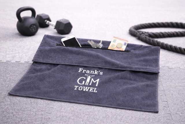 Personalized Gym Towel With Zippered Pocket, Embroidered Name, Personalized Gift, Sports, Training, Fitness, Men, Women - image 1