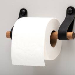 Leather Toilet Paper Holder, Wall Mounted Wooden Roll Leather & Wood Bathroom Decor - thumbnail 3