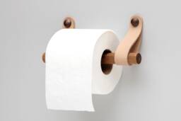 Leather Toilet Paper Holder, Wall Mounted Wooden Roll Leather & Wood Bathroom Decor - thumbnail 1