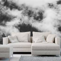 Misty Mountain Art Peel & Stick Mural, Foggy Forest, Removable Renter Wallpaper - thumbnail 2