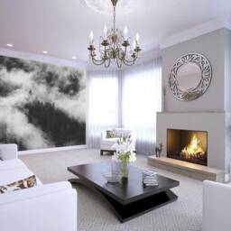 Misty Mountain Art Peel & Stick Mural, Foggy Forest, Removable Renter Wallpaper - thumbnail 3