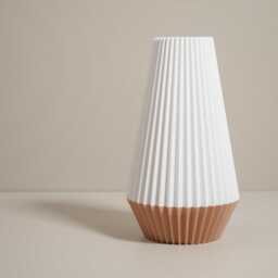 Tall White Vase Ridge Design Decorative Ornament, Neutral Home Decor, Living Room Ornament - thumbnail 1