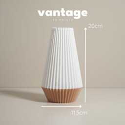 Tall White Vase Ridge Design Decorative Ornament, Neutral Home Decor, Living Room Ornament - thumbnail 3