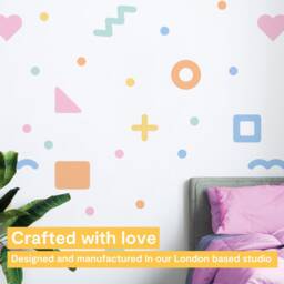 Geometric Shapes Wall Stickers - Abstract Shape Decal For Kids Bedroom, Playroom, Nursery Fabric Pastel Mural - thumbnail 2