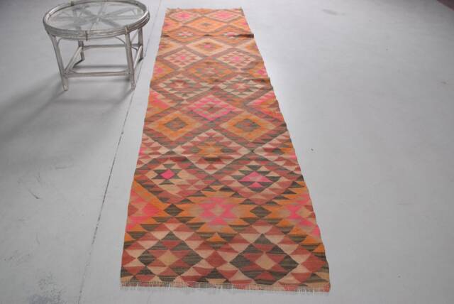 2.9x10.6 Ft Area Rugs, , Vintage Rug, Herki Orange Floor Rugs For Bedroom, Turkish Antique Handmade Kitchen - image 1