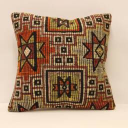 Throw Pillow 16x16 Turkish Textile Cover Home Living Design Boho Vintage Rustic Throw Covers Old Cushion 4Kf-387 - thumbnail 1