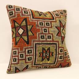 Throw Pillow 16x16 Turkish Textile Cover Home Living Design Boho Vintage Rustic Throw Covers Old Cushion 4Kf-387 - thumbnail 2