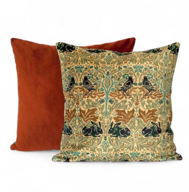 William Morris Cushion Cover Terracotta Velvet Reverse All Sizes - image 1