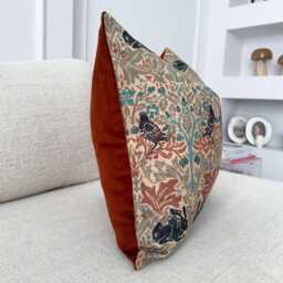 William Morris Cushion Cover Terracotta Velvet Reverse All Sizes - thumbnail 4