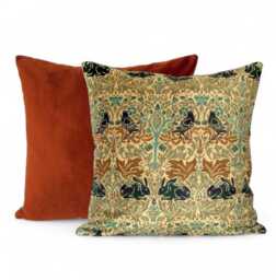 William Morris Cushion Cover Terracotta Velvet Reverse All Sizes - thumbnail 1