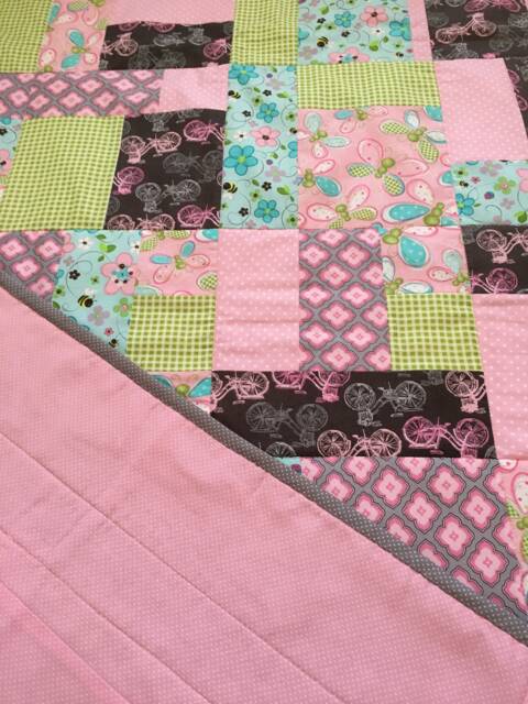 Fun Pink - With A Little Blue Quilted Throw - image 1