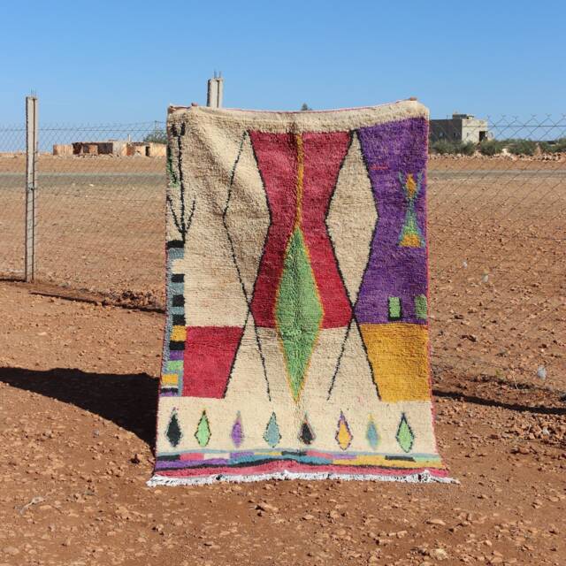 Handmade Moroccan Boujaad Wool Rug Tribal Berber Design - image 1