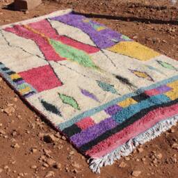 Handmade Moroccan Boujaad Wool Rug Tribal Berber Design - thumbnail 2