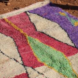 Handmade Moroccan Boujaad Wool Rug Tribal Berber Design - thumbnail 3