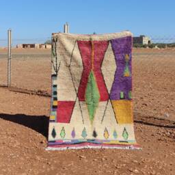 Handmade Moroccan Boujaad Wool Rug Tribal Berber Design - thumbnail 1
