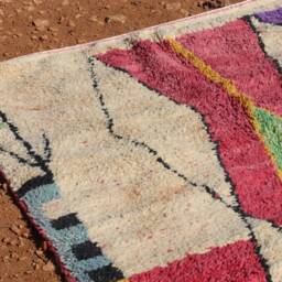 Handmade Moroccan Boujaad Wool Rug Tribal Berber Design - thumbnail 4