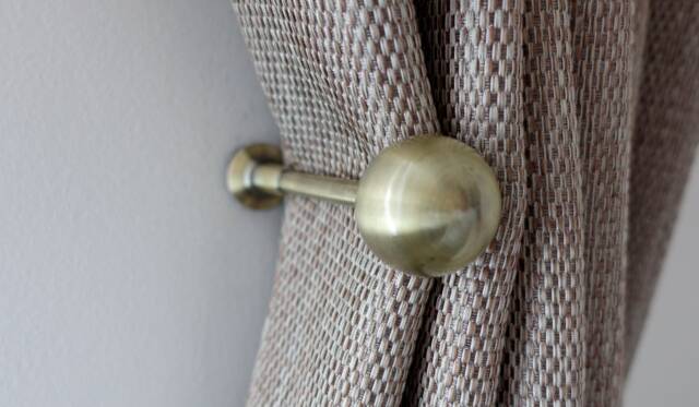 Curtain Holdback Boho Decor Tie Back Housewarming Gift Modern Wall Ball Metal Pencil Antique Gold 115mm 4.52 Inch Pack Of 1 - image 1