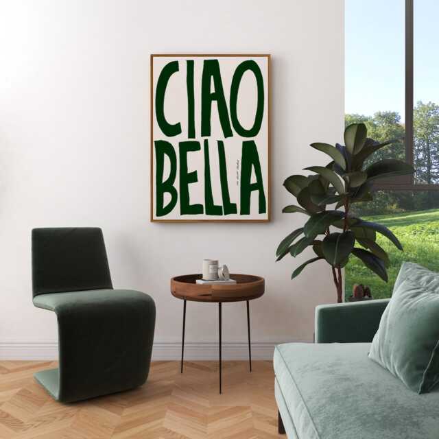 Ciao Bella Print Poster, Vintage Food Print, Trendy Retro Hi Beautiful, Drink Illustration, Mid Century Modern Kitchen Wall Art - image 1
