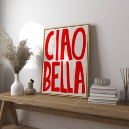 Ciao Bella Print Poster, Vintage Food Print, Trendy Retro Hi Beautiful, Drink Illustration, Mid Century Modern Kitchen Wall Art - thumbnail 3