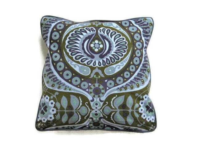 Vintage 60S Heals Barkcloth Cushion Cover Jyoti Bhomik Pageant Design - image 1