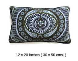 Vintage 60S Heals Barkcloth Cushion Cover Jyoti Bhomik Pageant Design - thumbnail 3
