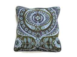 Vintage 60S Heals Barkcloth Cushion Cover Jyoti Bhomik Pageant Design - thumbnail 1
