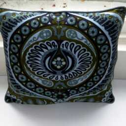 Vintage 60S Heals Barkcloth Cushion Cover Jyoti Bhomik Pageant Design - thumbnail 4