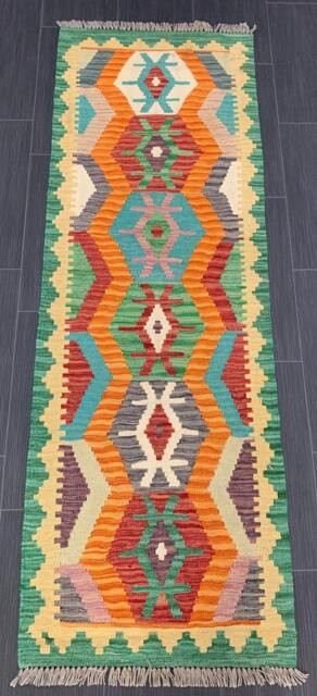 Nomad Kilim Runner, Handmade Artisan Afghan Turkish Aztec Wool Runner Rug 181x62 cm - image 1