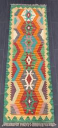 Nomad Kilim Runner, Handmade Artisan Afghan Turkish Aztec Wool Runner Rug 181x62 cm - thumbnail 1