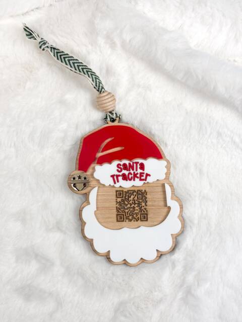 Santa Tracker Ornament Acrylic & Wood Qr Code Christmas Decoration - image 1
