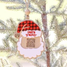 Santa Tracker Ornament Acrylic & Wood Qr Code Christmas Decoration - thumbnail 2