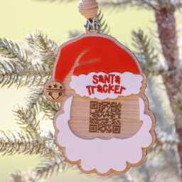 Santa Tracker Ornament Acrylic & Wood Qr Code Christmas Decoration - thumbnail 3