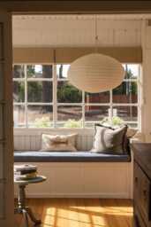 Off-White Linen Oval Pendant Light Dome Handmade Ceiling Lamp Shade - Modern Farmhouse Boho Decor - thumbnail 1