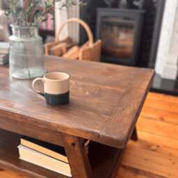 Rustic Coffee Table - Handmade Reclaimed Wood Farmhouse Style Glenfield - thumbnail 4