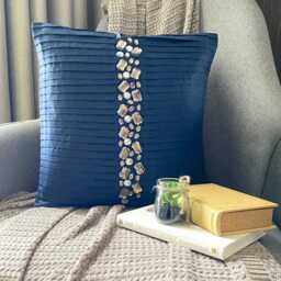 "Designer Navy Blue Bed Pillow Case 24""x24""/26""x26" - thumbnail 2