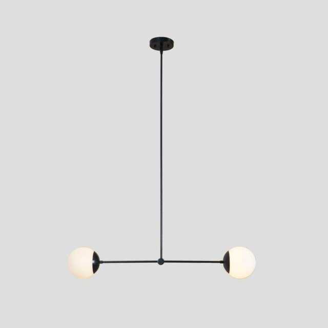 Mid Century Sputnik Chandelier - Black Brass Finish, Glass Globes - image 1