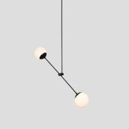 Mid Century Sputnik Chandelier - Black Brass Finish, Glass Globes - thumbnail 3
