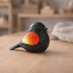 Handcrafted Wooden Robin Bird Figurine - Decor Whimsical Ornament Desk Shelf Gift For Lovers - thumbnail 4