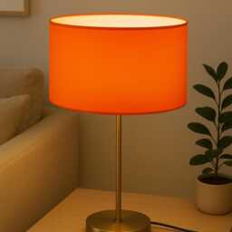 Hand Made Tangerine Orange Cotton Drum Lampshade - thumbnail 2