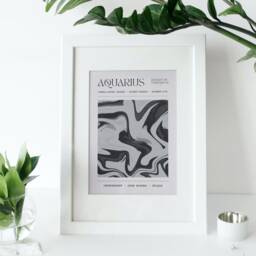 Aquarius Zodiac Print - Graphic Design Astrology Poster Minimal - thumbnail 3