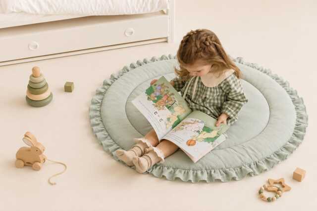 Baby Play Mat, Shower Gifts, Play Rug, Round Mat, Nursery Floor Infant Activity Washable Rug