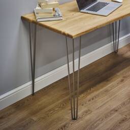Rowlands Industrial Desk - Minimal Wooden Desk With Hairpin Legs, Work From Home Rustic Desk/Office Furniture -Without Monitor Shelf - thumbnail 3