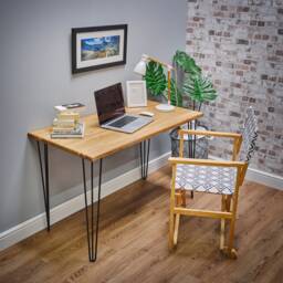 Rowlands Industrial Desk - Minimal Wooden Desk With Hairpin Legs, Work From Home Rustic Desk/Office Furniture -Without Monitor Shelf