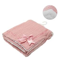 Personalised Safari Elephant Zebra Giraffe Embroidered Cable Wrap W/Large Bow Baby Blankets 90cm 5 Colors Super Soft New - thumbnail 3